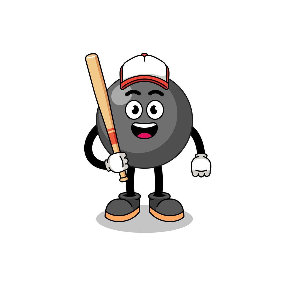 caricatura de mascota de símbolo de punto como jugador de béisbol vector