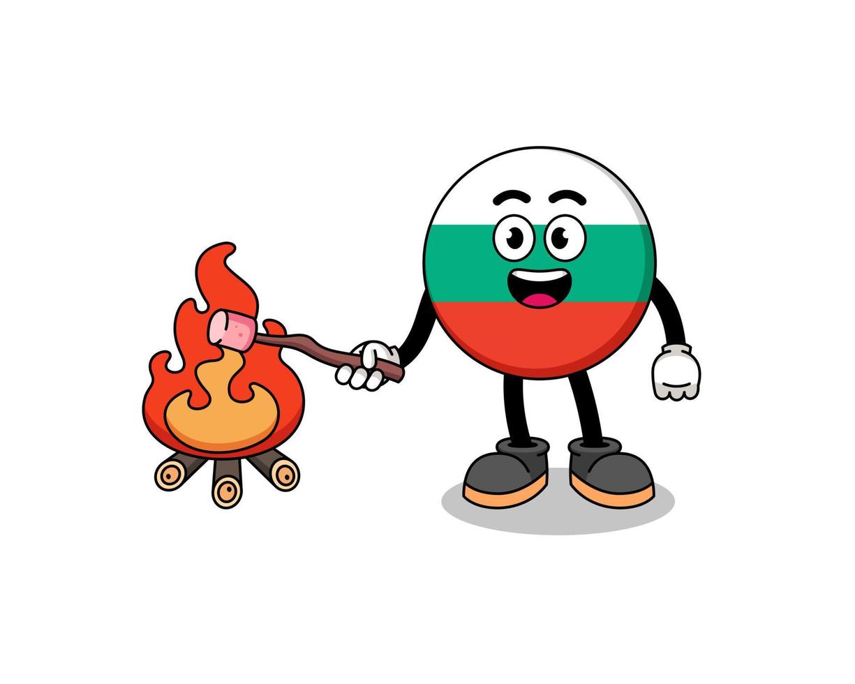 Illustration of bulgaria flag burning a marshmallow vector