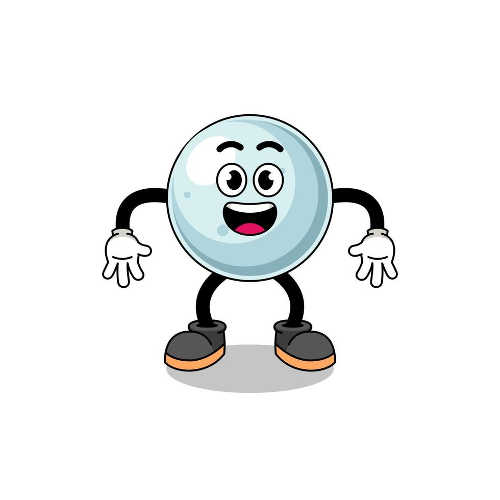 silver ball cartoon with surprised gesture vector