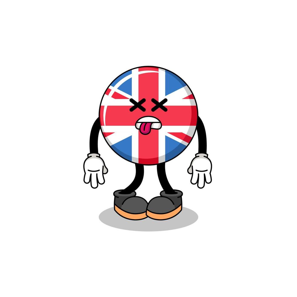 united kingdom flag mascot illustration is dead vector