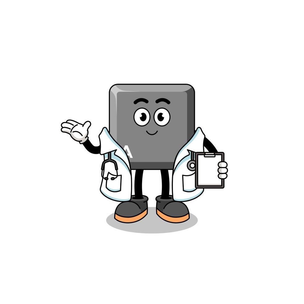 Cartoon mascot of keyboard A key doctor vector