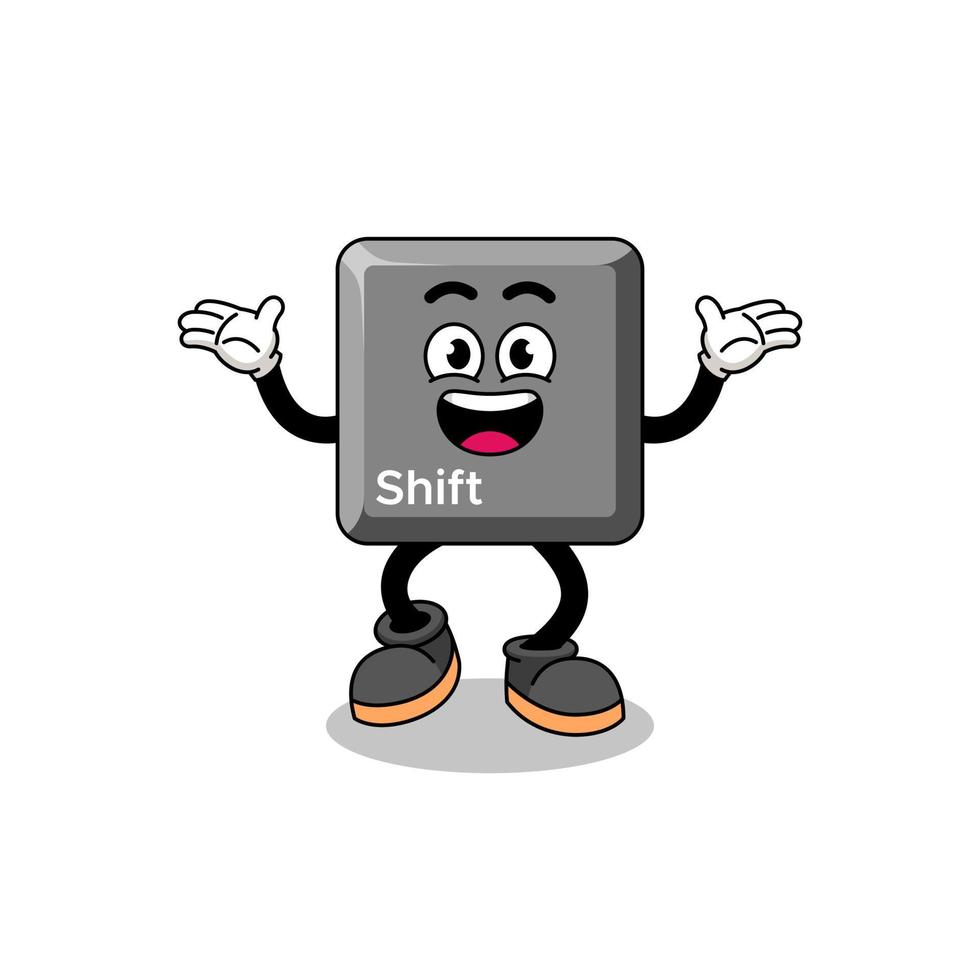 keyboard shift key cartoon searching with happy gesture vector