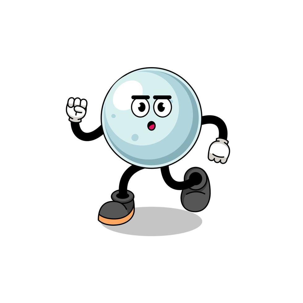 running silver ball mascot illustration vector