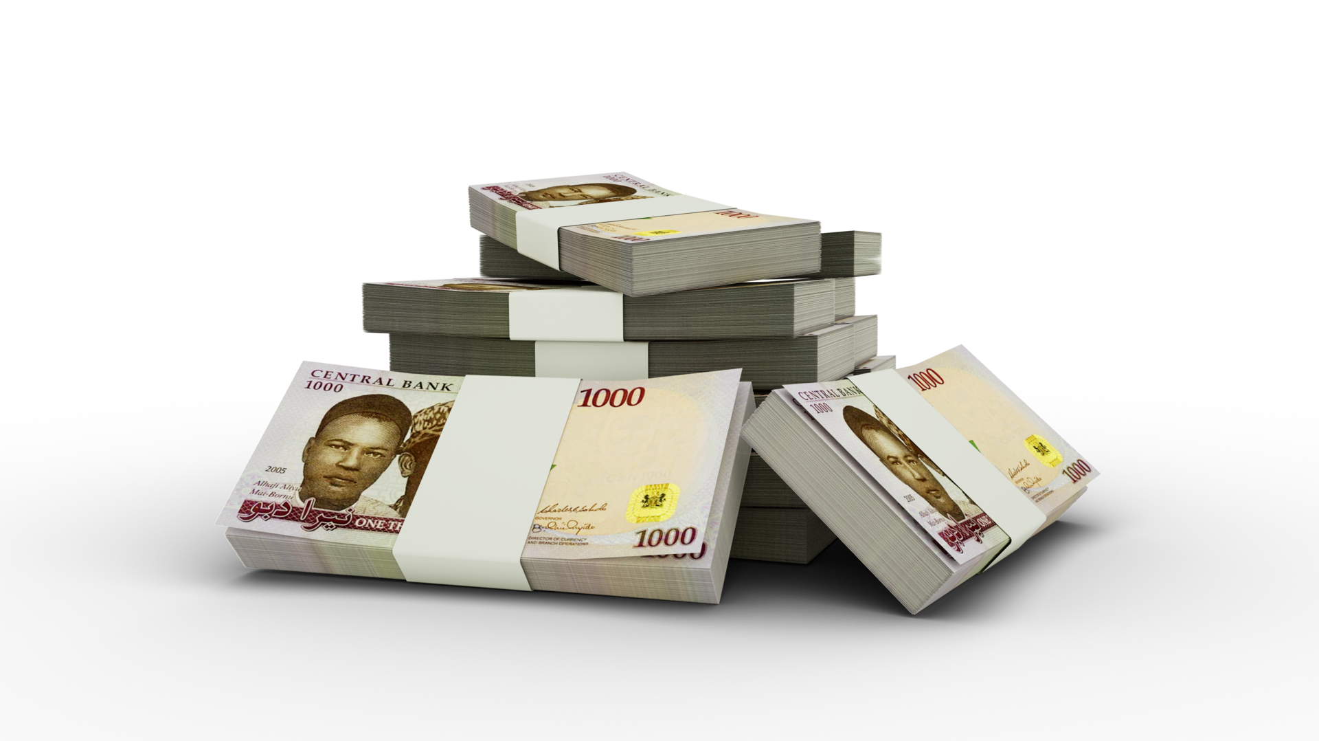 Renderiza o 3D Da Pilha De Notas De 1000 Nairas Da Nig ria Pacotes De 