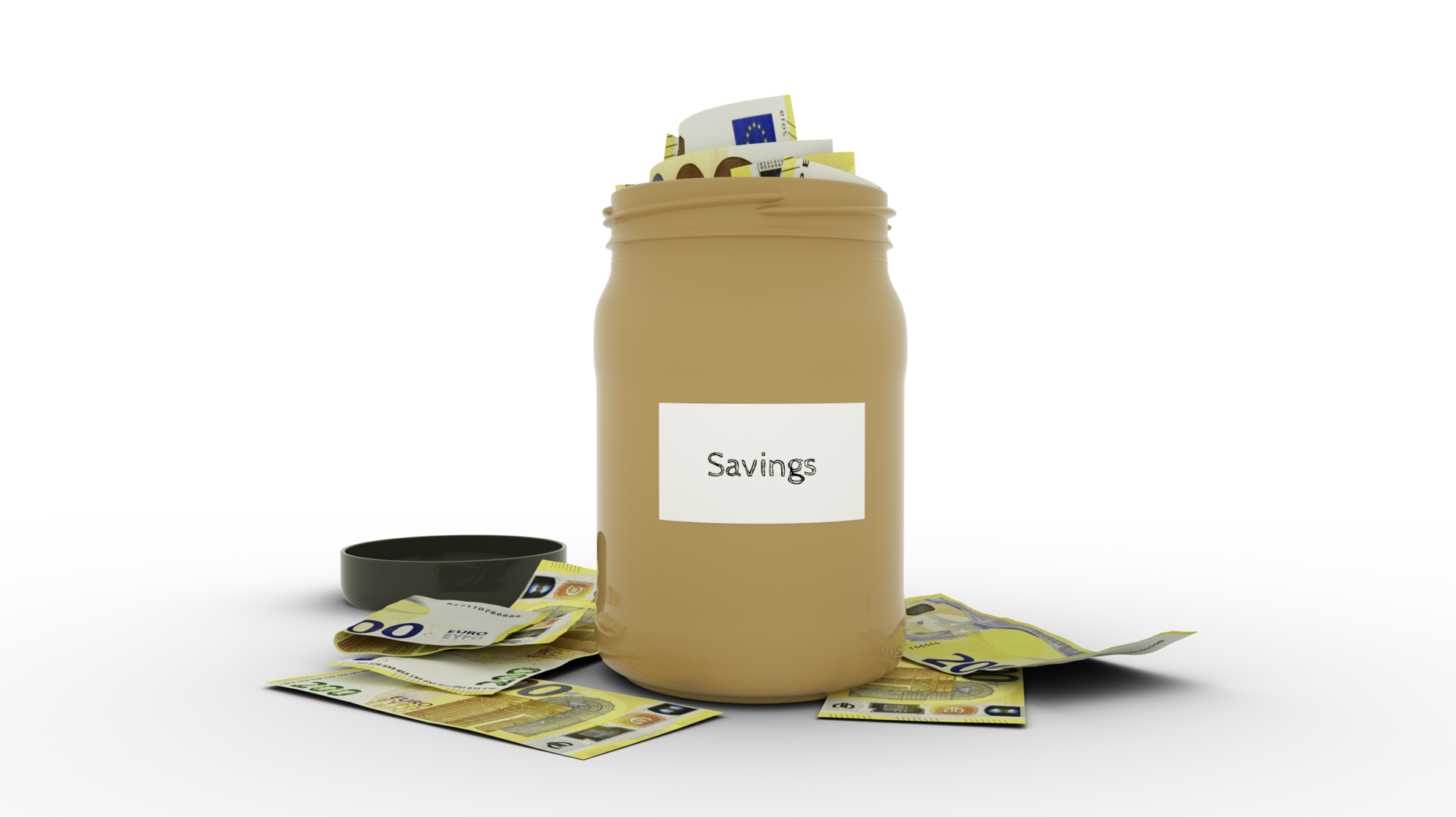3D Rendering Of Euro Notes In Savings Container Container Filled To 3d-rendering-of-euro-notes-in-savings-container-container-filled-to