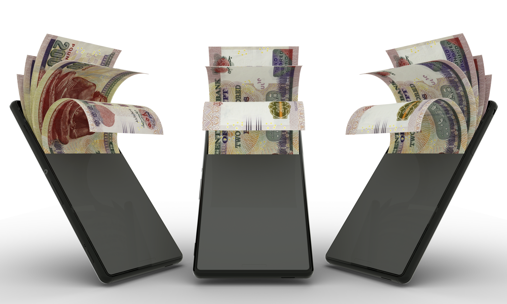 Egyptian Pound Notes Inside A Mobile Phone Money Coming Out Of Mobile Egyptian Pound Notes Inside A Mobile Phone Money Coming Out Of Mobile