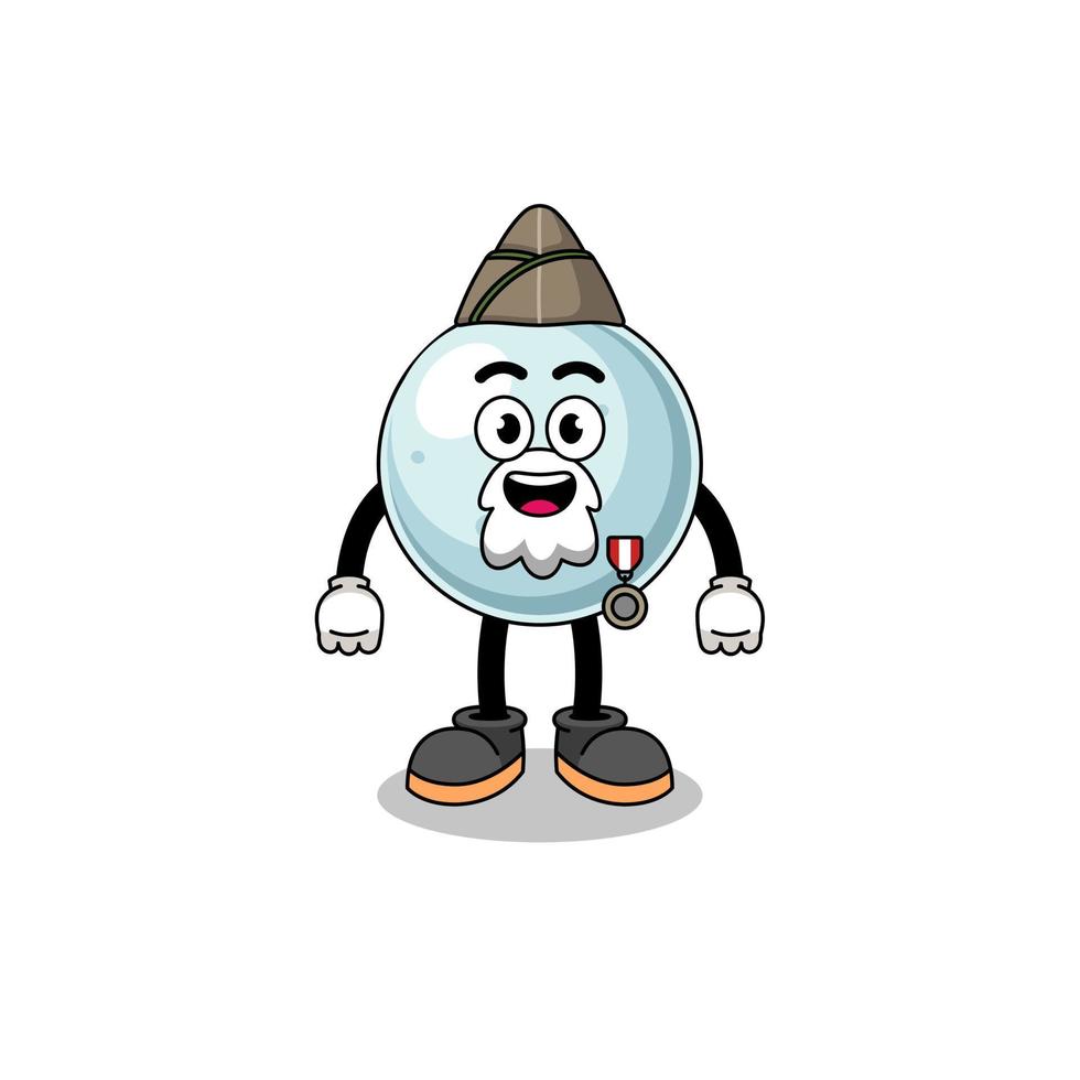 Character cartoon of silver ball as a veteran vector