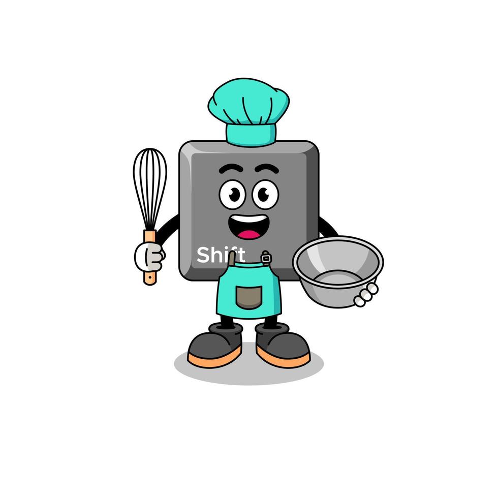 Illustration of keyboard shift key as a bakery chef vector