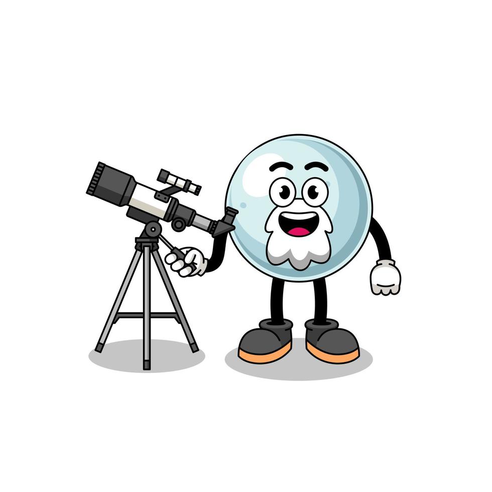 Illustration of silver ball mascot as an astronomer vector