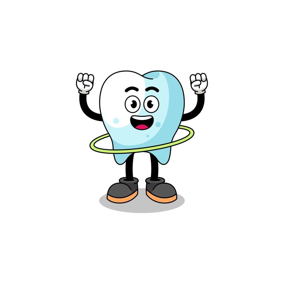 Character Illustration of tooth playing hula hoop vector