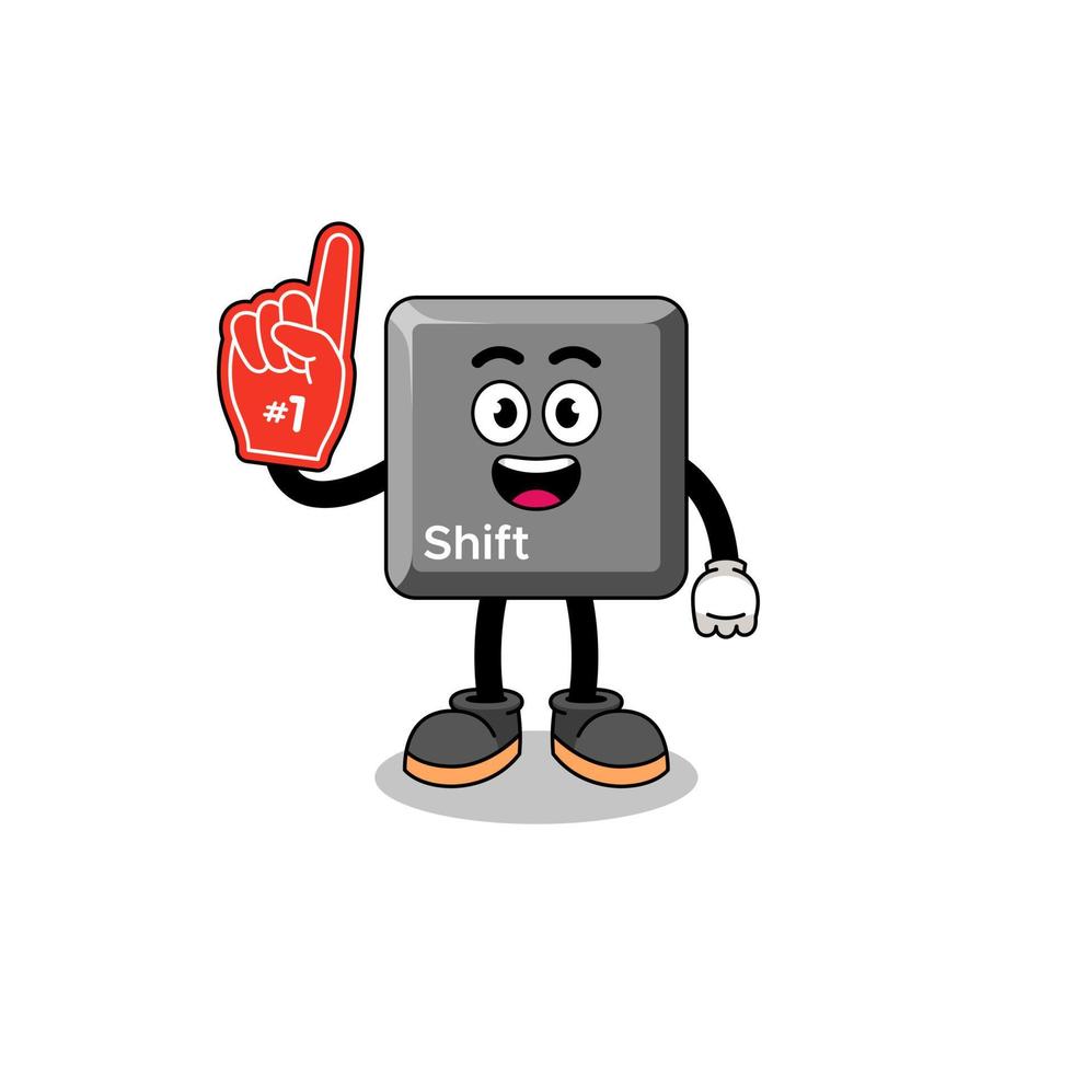 Cartoon mascot of keyboard shift key number 1 fans vector