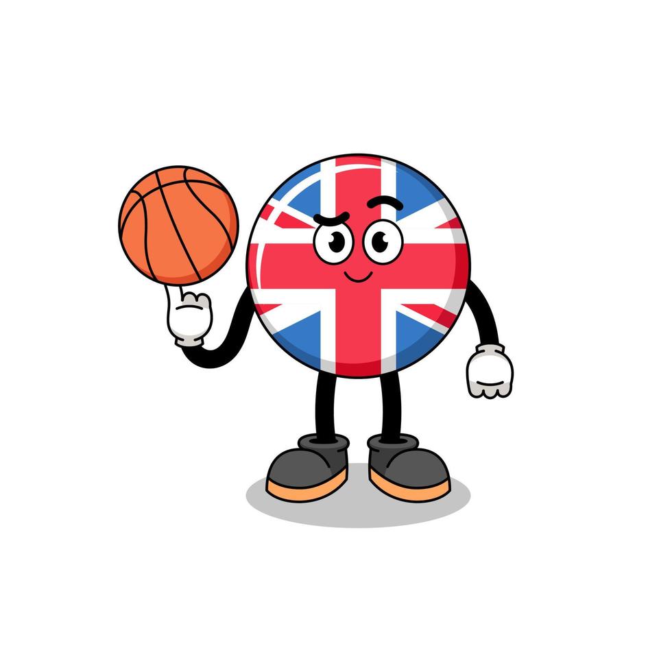 ilustración de la bandera del reino unido como jugador de baloncesto vector