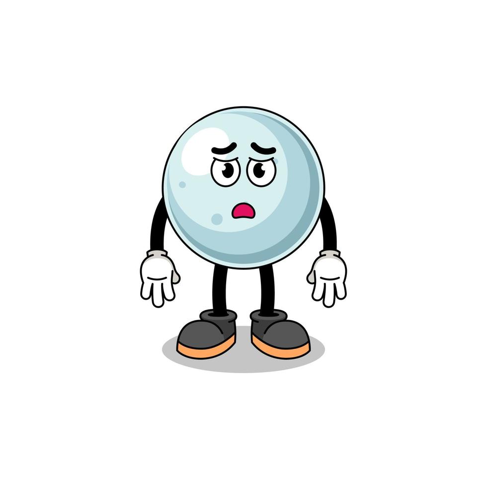 silver ball cartoon illustration with sad face vector