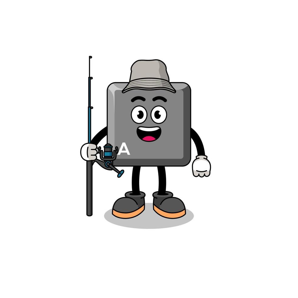 Mascot Illustration of keyboard A key fisherman vector
