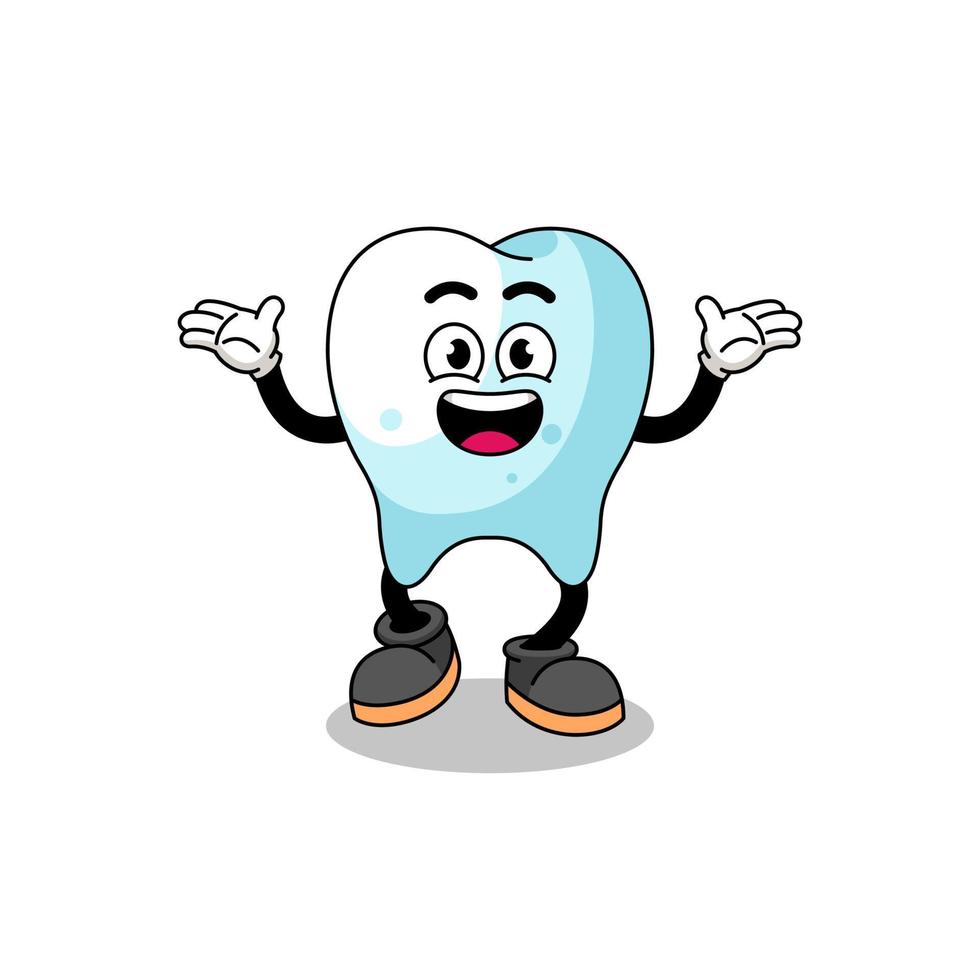 tooth cartoon searching with happy gesture vector