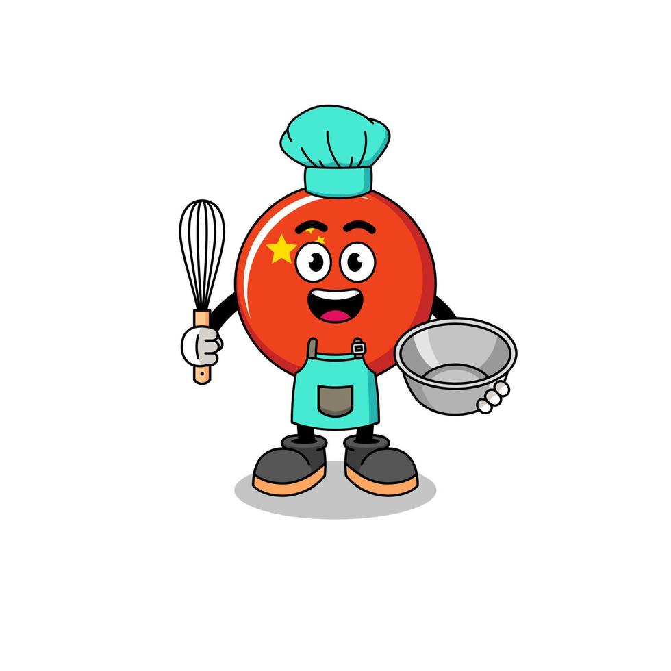 Illustration of china flag as a bakery chef vector