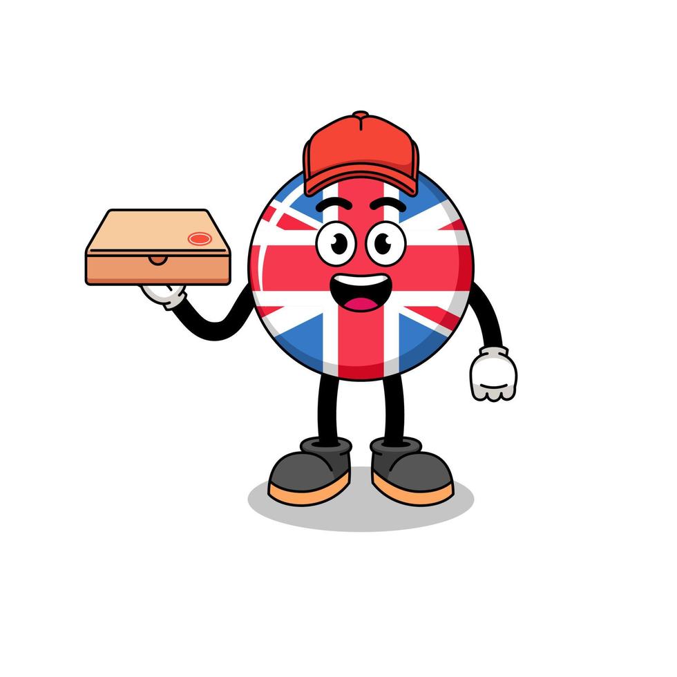 united kingdom flag illustration as a pizza deliveryman vector