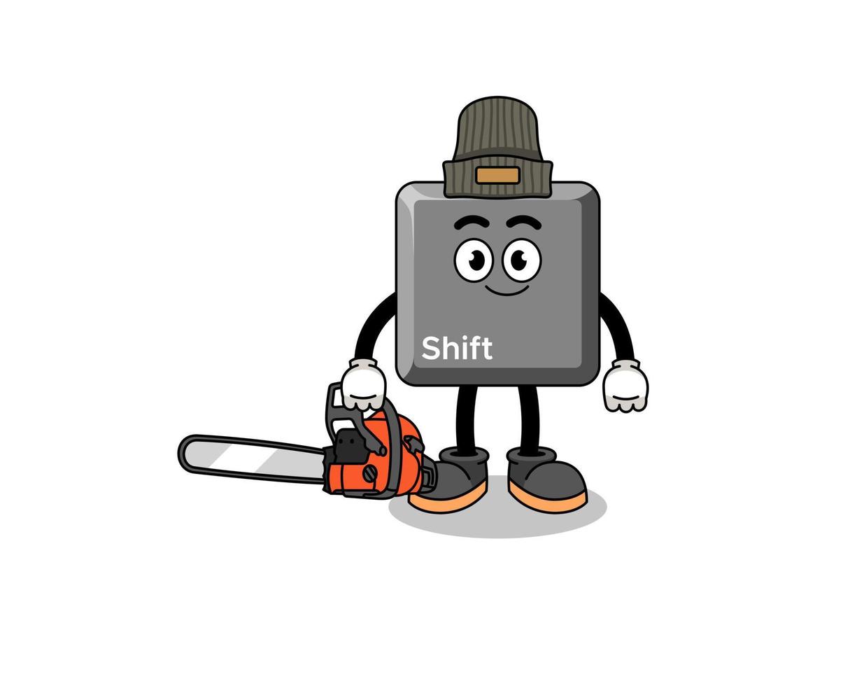 keyboard shift key illustration cartoon as a lumberjack vector