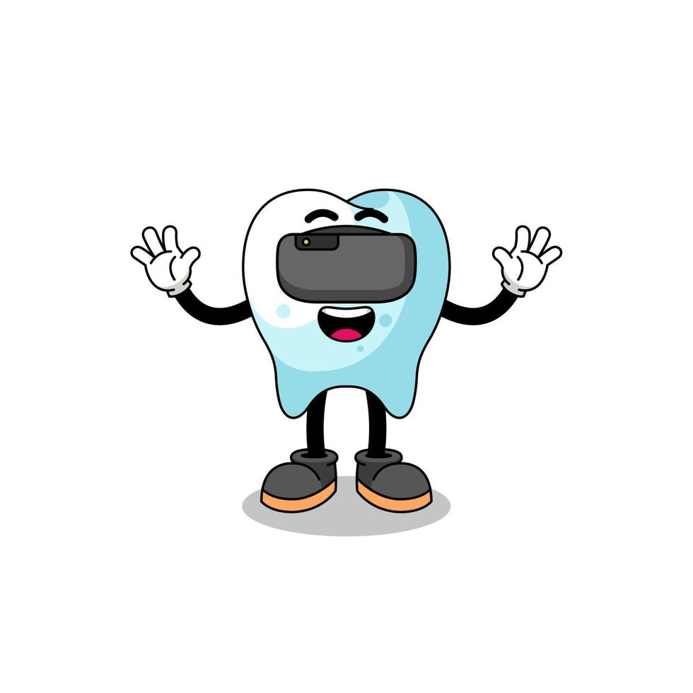 Illustration of tooth with a vr headset vector