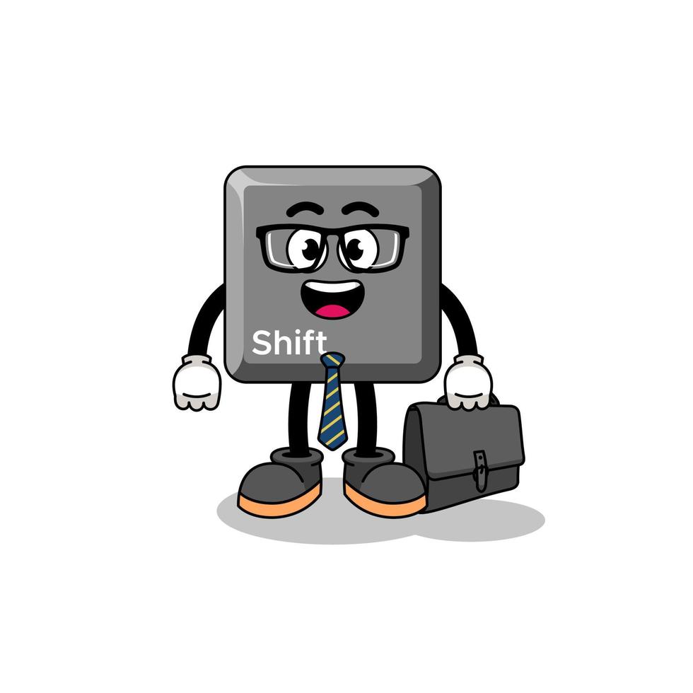 keyboard shift key mascot as a businessman vector