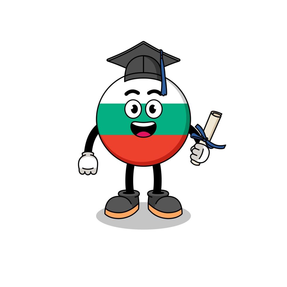 bulgaria flag mascot with graduation pose vector