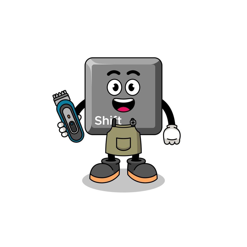 Cartoon Illustration of keyboard shift key as a barber man vector