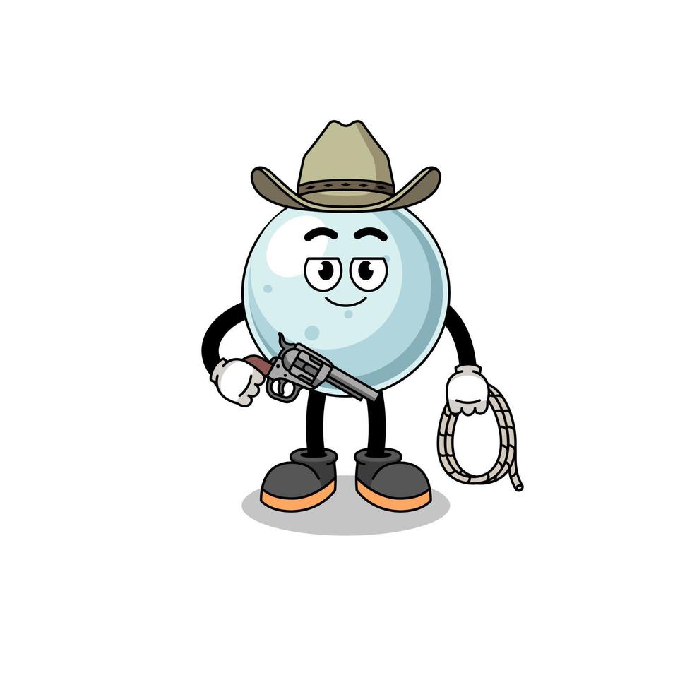 mascota de personaje de bola de plata como vaquero vector