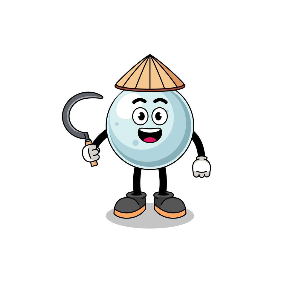 Illustration of silver ball as an asian farmer vector