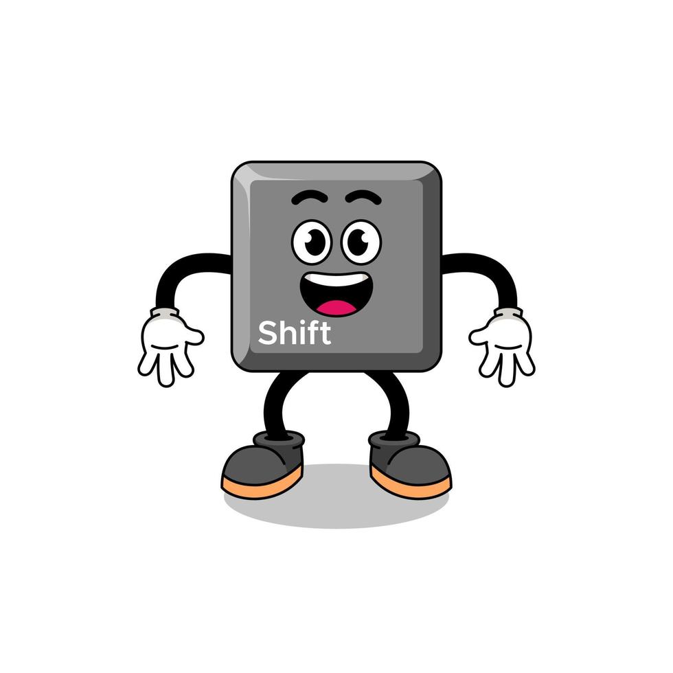 keyboard shift key cartoon with surprised gesture vector