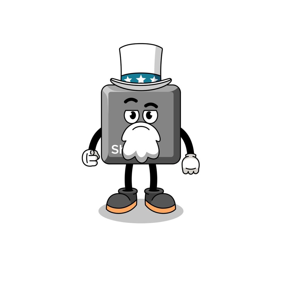 Illustration of keyboard shift key cartoon with i want you gesture vector