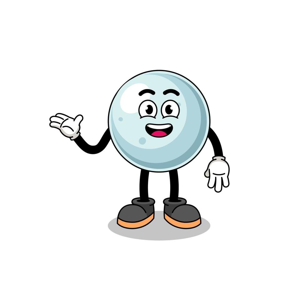 silver ball cartoon with welcome pose vector