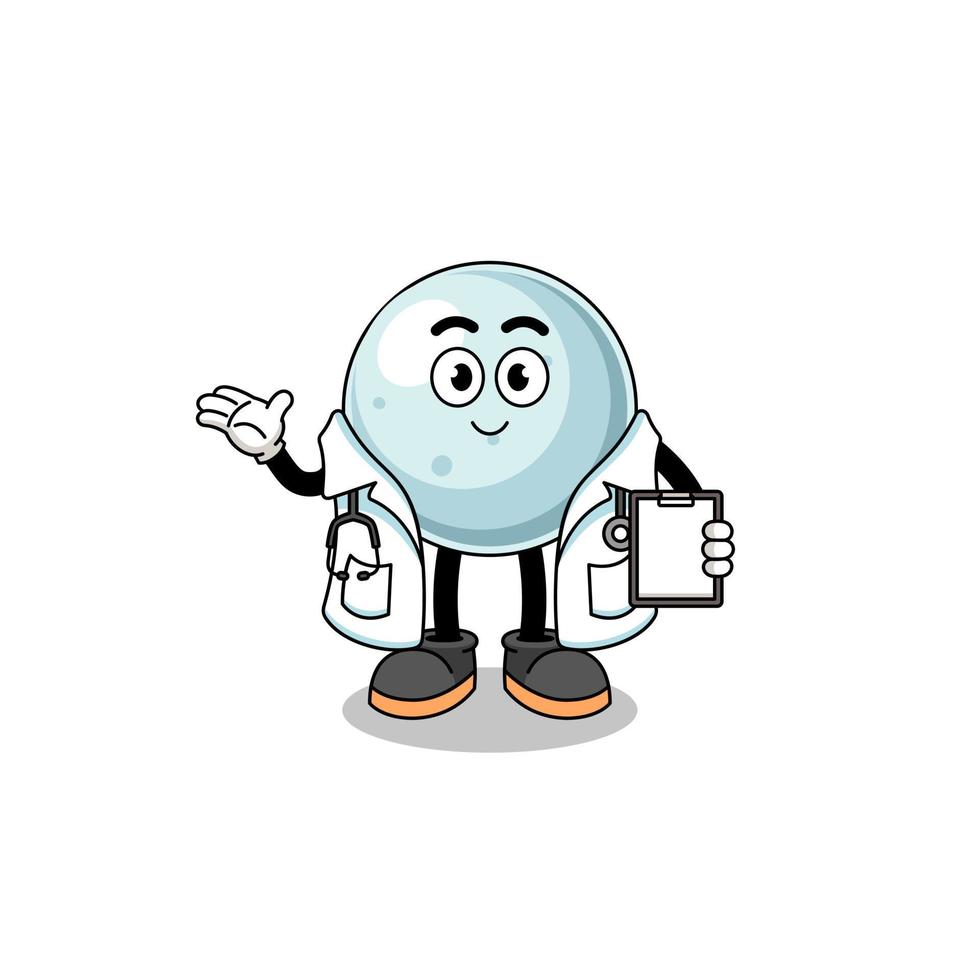 Cartoon mascot of silver ball doctor vector