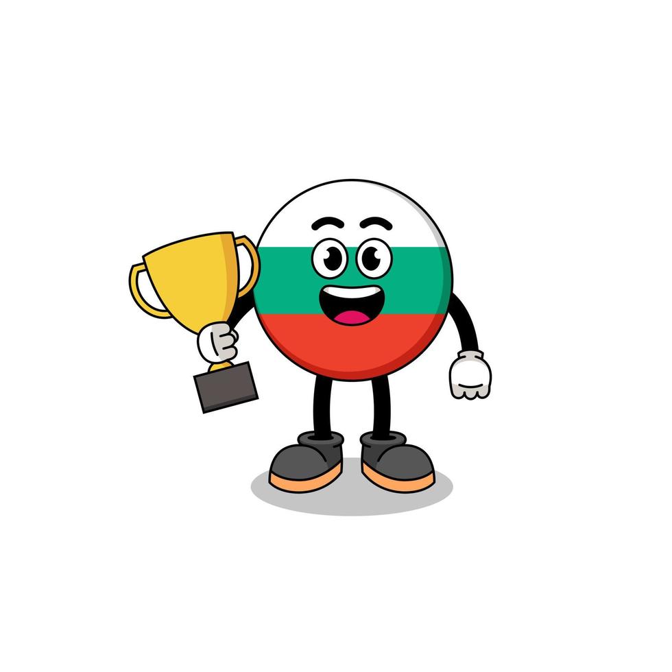 Cartoon mascot of bulgaria flag holding a trophy vector