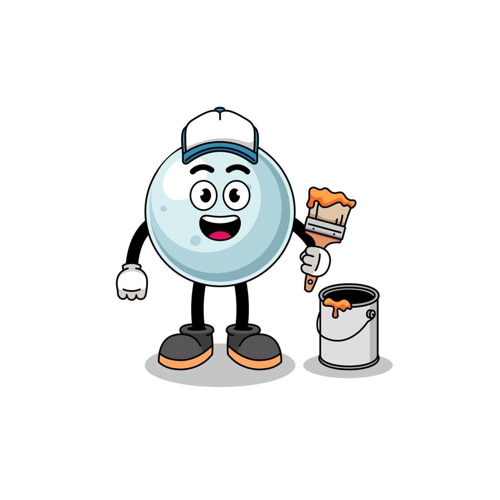 Character mascot of silver ball as a painter vector