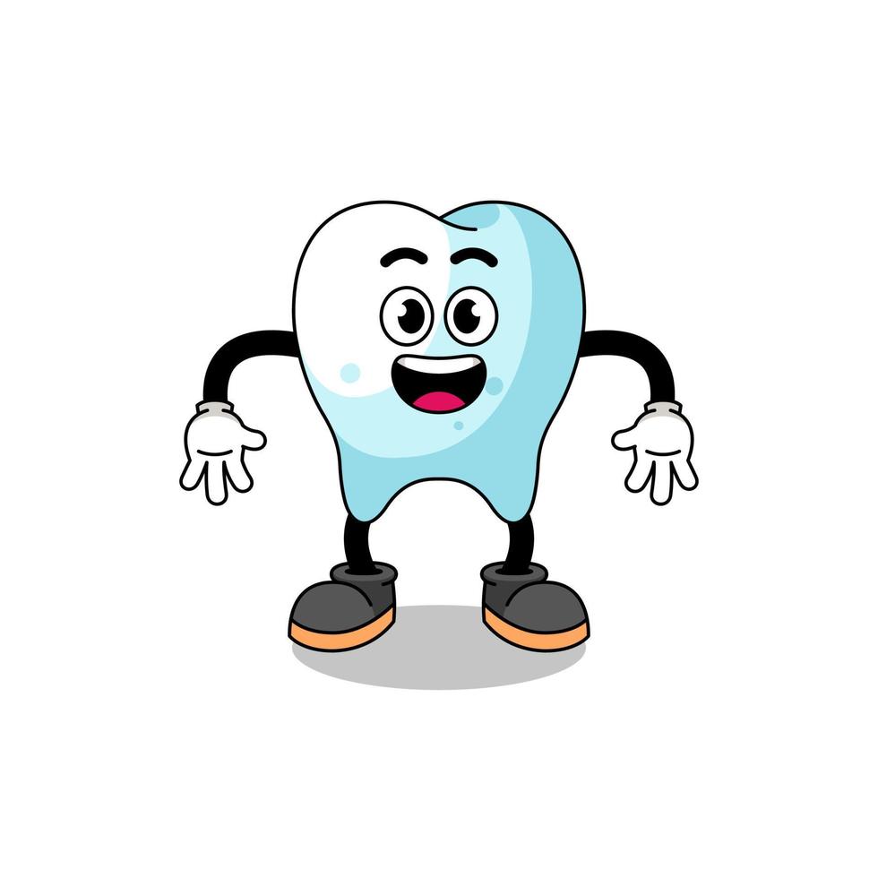 tooth cartoon with surprised gesture vector