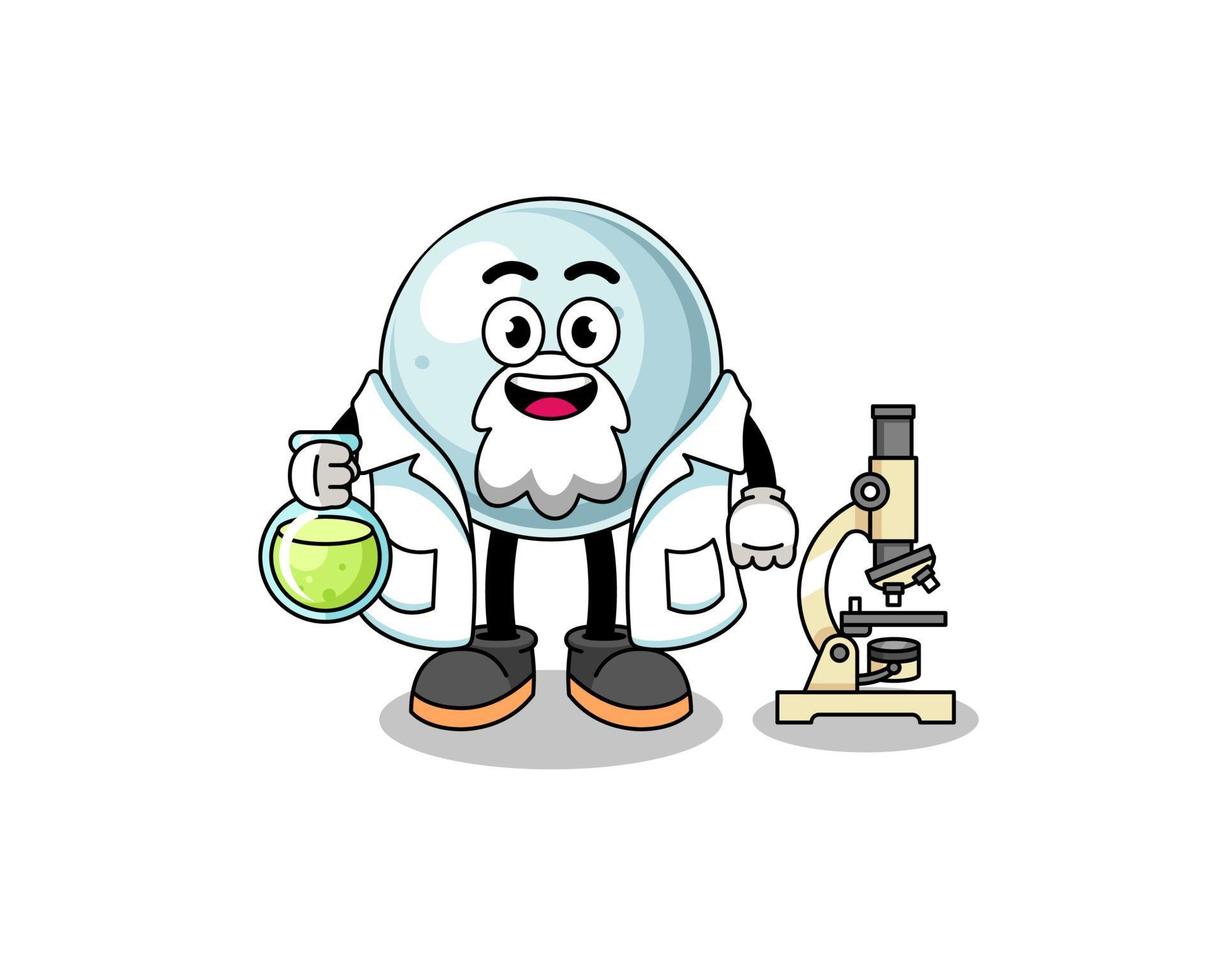 Mascot of silver ball as a scientist vector