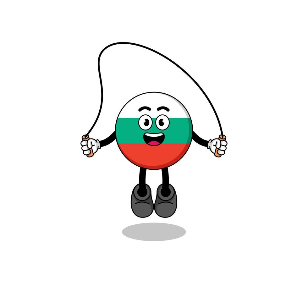 bulgaria flag mascot cartoon is playing skipping rope vector