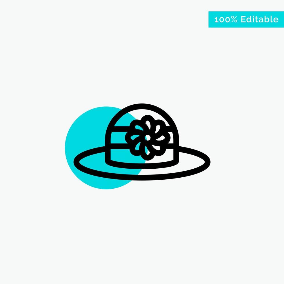 Beach Hat Cap turquoise highlight circle point Vector icon