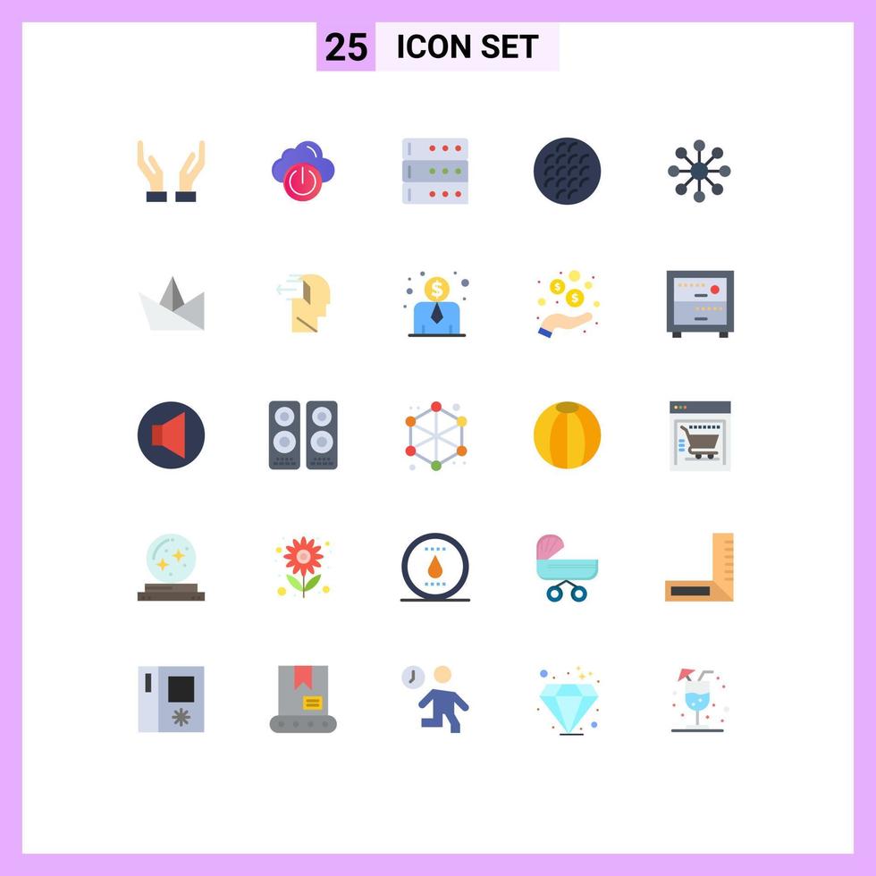 Pictogram Set of 25 Simple Flat Colors of share database database viennese cookie Editable Vector Design Elements