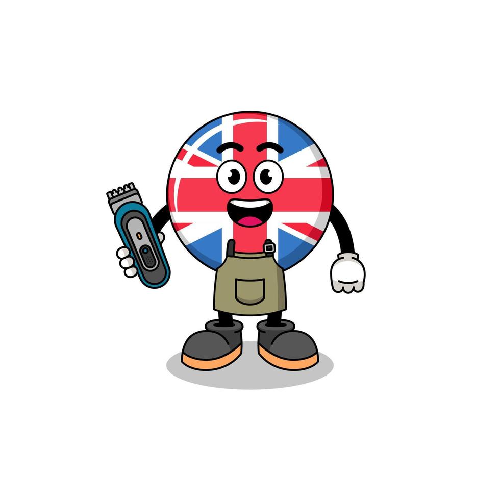 Cartoon Illustration of united kingdom flag as a barber man vector