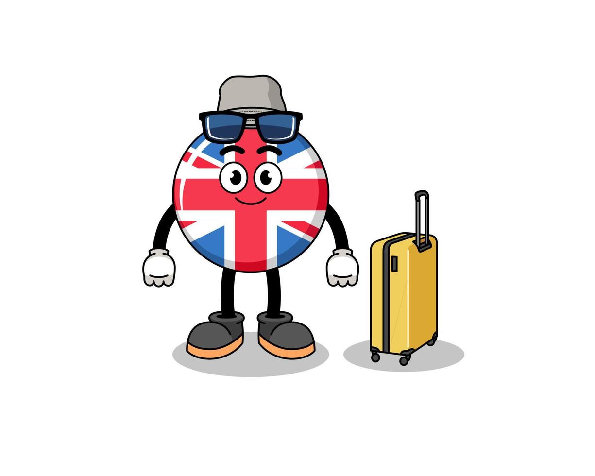 united kingdom flag mascot doing vacation vector