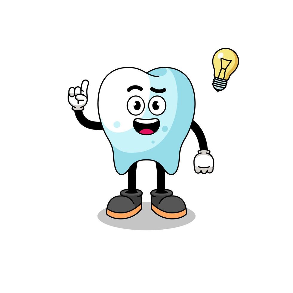 tooth cartoon with get an idea pose vector