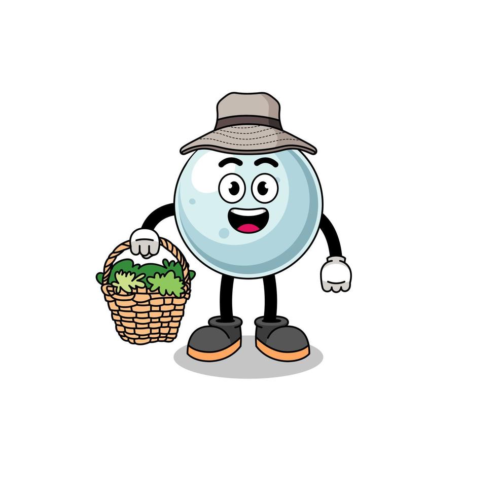 Character Illustration of silver ball as a herbalist vector