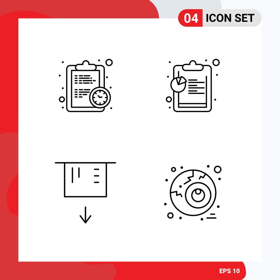 Universal Icon Symbols Group of 4 Modern Filledline Flat Colors of clock money estimate data halloween Editable Vector Design Elements