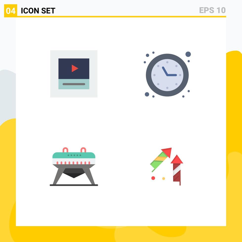 4 Universal Flat Icons Set for Web and Mobile Applications layout horse clock time optimization china Editable Vector Design Elements