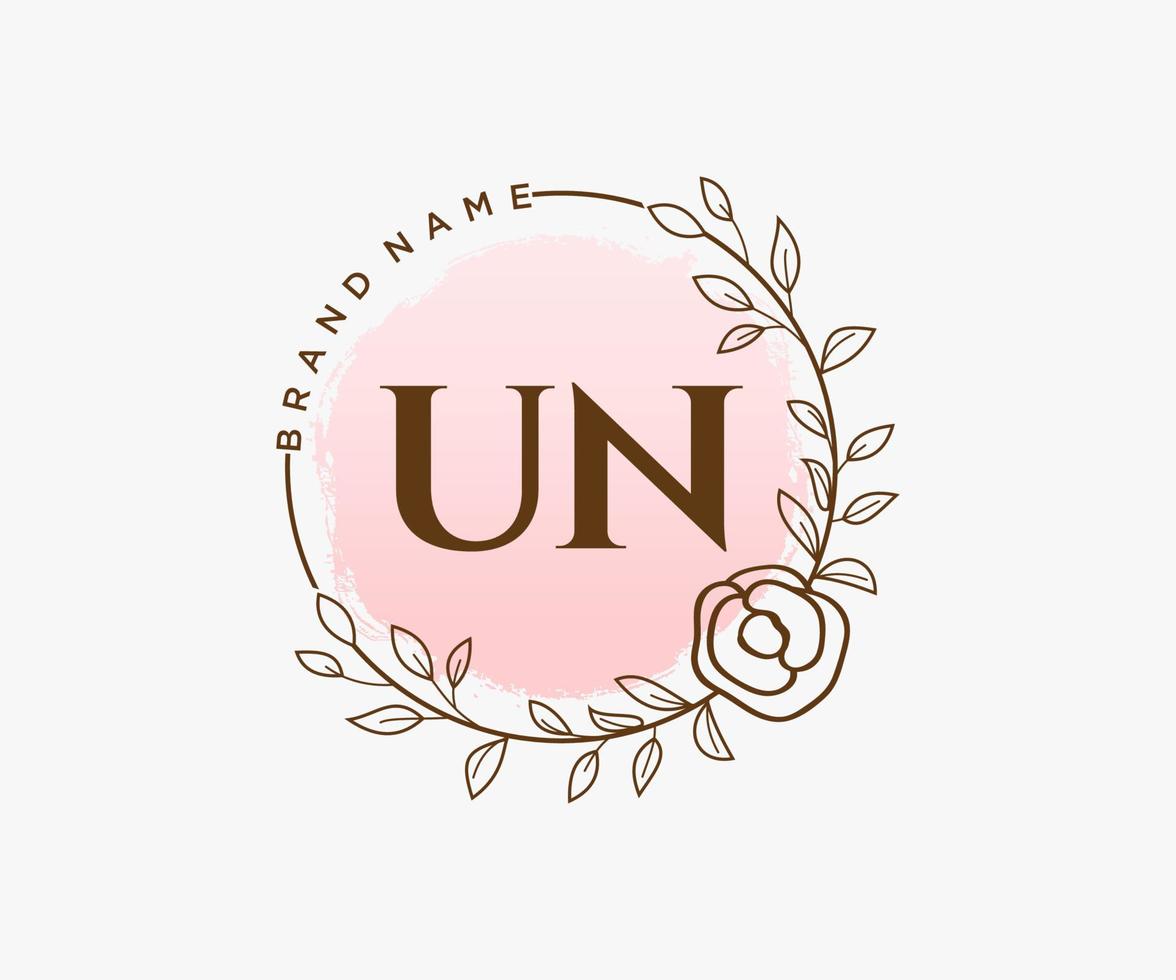 Initial UN feminine logo. Usable for Nature, Salon, Spa, Cosmetic and Beauty Logos. Flat Vector Logo Design Template Element.