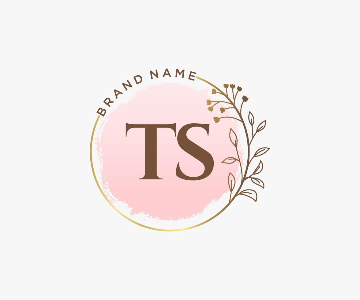 logotipo femenino inicial ts. utilizable para logotipos de naturaleza, salón, spa, cosmética y belleza. elemento de plantilla de diseño de logotipo de vector plano.