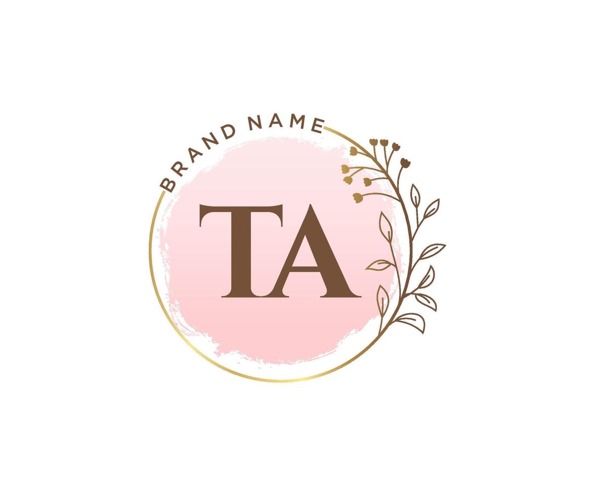Initial TA feminine logo. Usable for Nature, Salon, Spa, Cosmetic and Beauty Logos. Flat Vector Logo Design Template Element.