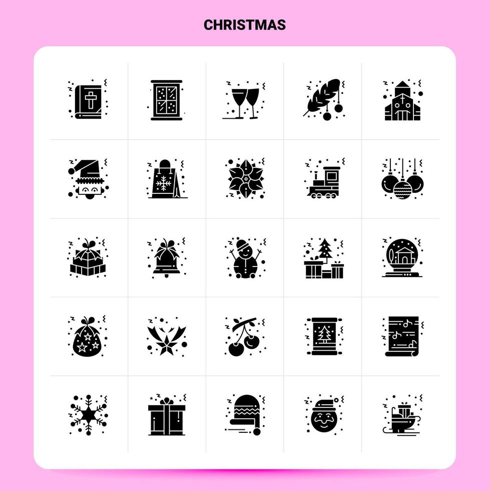 sólido 25 conjunto de iconos de navidad diseño de estilo de glifo vectorial conjunto de iconos negros diseño de ideas de negocios web y móvil ilustración vectorial vector