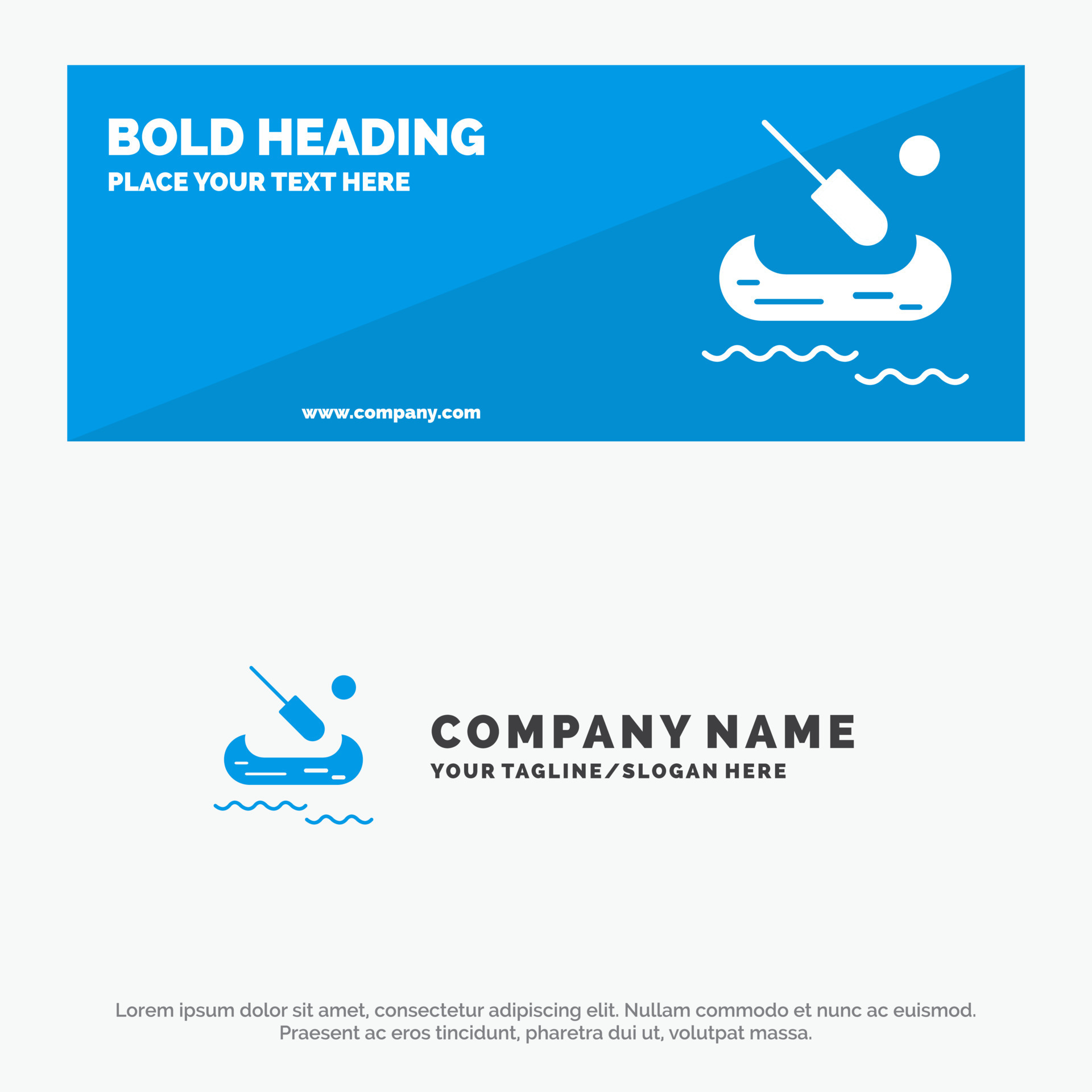 Boat Kayak Canada SOlid Icon site Banner and Business Logo Template